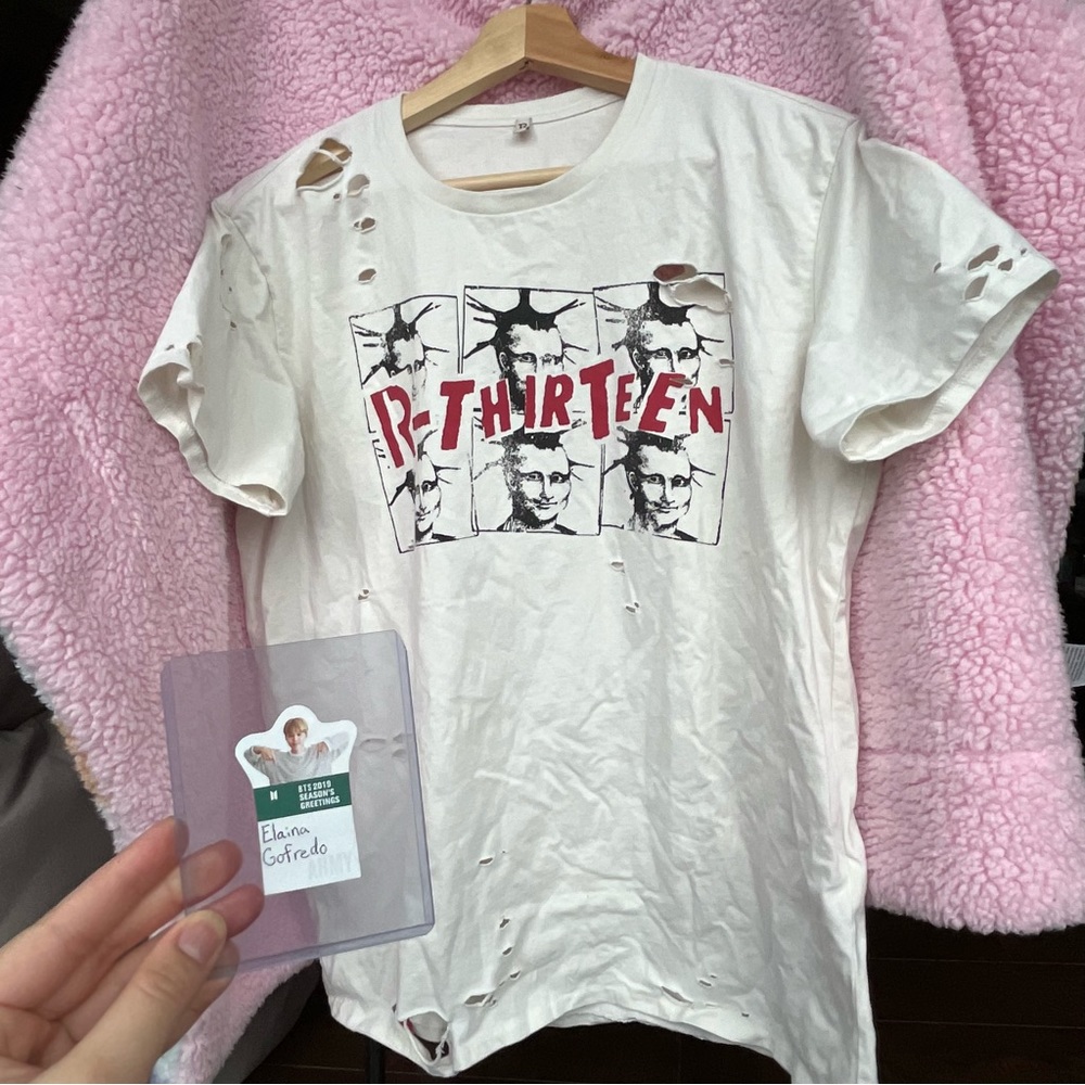 BTS Jimin R13 Mona Lisa Boy Distressed Printed Cotton-Jersey T-shirt